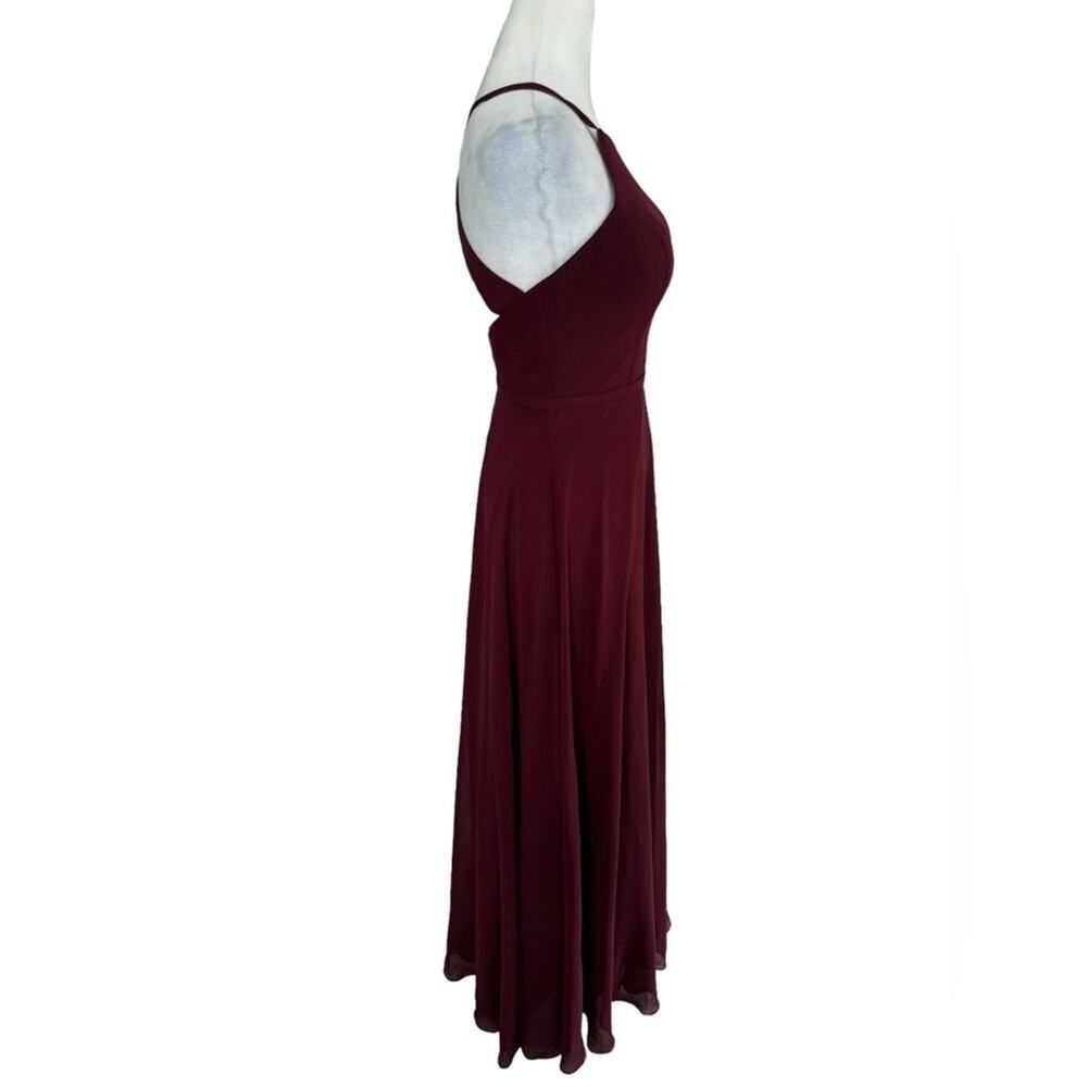 Azazie Bridesmaid Dress Burgundy Long Wedding Guest Formal Open Back Wine Sz A0 - Picture 9 of 16